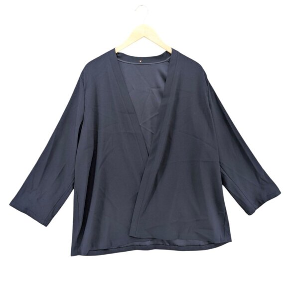 RTW Charleston Open Front Blouse Womens Navy Blue Long Sleeve Flowy Size XXL - Picture 1 of 8